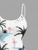Plus Size Coconut Tree Flamingo Print High Low Hawaii Cami Dress -  
