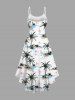 Plus Size Coconut Tree Flamingo Print High Low Hawaii Cami Dress -  
