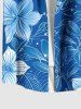 Chemise hawaïenne grande taille à imprimé fleurs et feuilles, avec poches et boutons, pour homme - Bleu Ciel S