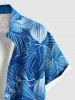 Chemise hawaïenne grande taille à imprimé fleurs et feuilles, avec poches et boutons, pour homme - Bleu Ciel S