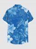 Chemise hawaïenne grande taille à imprimé fleurs et feuilles, avec poches et boutons, pour homme - Bleu Ciel S