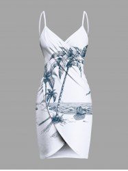Plus Size Coconut Tree Ship Seascape Print Convertible Hawaii Beach Cover -  