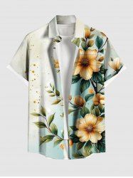 Chemise hawaïenne grande taille à imprimé floral et feuilles ombré, avec poches et boutons, pour homme - Gris Clair 5XL