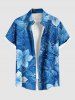 Tenue de plage hawaïenne assortie grande taille à imprimé fleurs et feuilles pour couples - Bleu Ciel 