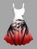 Ombre Colorblock Coconut Tree Print Plus Size Matching Hawaii Beach Outfit For Couples -  