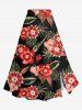 Hibiscus Flower Tropical Leaf Print Hawaii Plus Size Matching Set -  