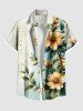 Ombre Flowers Leaf Print Plus Size Matching Hawaii Beach Outfit For Couples -  