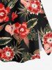 Tenue de plage hawaïenne assortie grande taille à imprimé feuilles tropicales et fleurs d'hibiscus pour couples - Rouge 