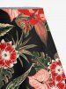 Tenue de plage hawaïenne assortie grande taille à imprimé feuilles tropicales et fleurs d'hibiscus pour couples - Rouge 