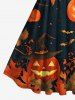 Plus Size Pumpkin Bat Leaf Print Halloween 1950s Vintage Swing A Line Dress -  