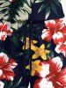 Plus Size Tropical Leaf Hibiscus Flower Print Hawaii Drawstring Pocket Romper -  
