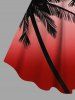 Plus Size Ombre Colorblock Coconut Tree Print Hawaii Tank Dress -  