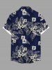 Chemise hawaïenne grande taille à imprimé feuilles tropicales et fleurs d'hibiscus, avec poches et boutons, pour homme - Bleu Marine S