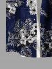 Chemise hawaïenne grande taille à imprimé feuilles tropicales et fleurs d'hibiscus, avec poches et boutons, pour homme - Bleu Marine S