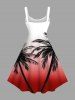Plus Size Ombre Colorblock Coconut Tree Print Hawaii Tank Dress -  