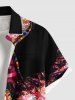Plus Size Halloween Skulls Flowers Lace Up Cape 3D Print Buttons Pocket Shirt For Men -  