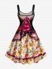 Robe débardeur grande taille à lacets et imprimé 3D avec cape et fleurs pour Halloween - Rose clair XS