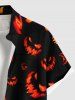 Plus Size Halloween Pumpkin Lantern Face Print Buttons Pocket Shirt For Men -  