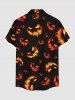 Plus Size Halloween Pumpkin Lantern Face Print Buttons Pocket Shirt For Men -  