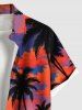 Chemise hawaïenne grande taille à boutons et poches pour homme, imprimé cocotier, nuage, soleil, paysage marin - Orange S