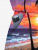 Plus Size Coconut Tree Cloud Sun Seascape Print Cinched Hawaii Romper -  