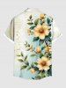 Plus Size Ombre Flowers Leaf Print Buttons Pocket Hawaii Shirt For Men -  