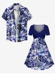 Hibiscus Flowers Leaf Tropical Leaf Print Plus Size Matching Hawaii Beach Outfit For Couples -  