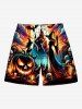 Halloween Pumpkin Lantern Skull Wizard Bat Castle Moon Print Plus Size Matching Outfit For Couples -  