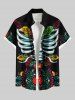 Halloween Skeleton Flowers Leaf Print Plus Size Matching Outfit For Couples -  