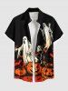 Halloween Pumpkin Ghost Bat Tree Print Plus Size Matching Outfit For Couples -  