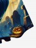 Tenue assortie grande taille pour couples, motif chauve-souris fantôme et lune d'Halloween - Noir 