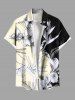 Tenue de plage hawaïenne assortie grande taille, motif feuilles tropicales, hibiscus, branches, papillons, pour couples - Blanc de Crème  