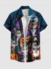 Halloween Pumpkin Cat Pirate Bat Moon Print Plus Size Matching Outfit For Couples -  