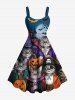 Halloween Pumpkin Cat Pirate Bat Moon Print Plus Size Matching Outfit For Couples -  