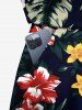 Matching Hawaii Shirt and Romper Plus Size Beach Outfit Tropical Leaf Hibiscus Flower Print For Couples -  