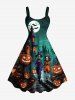 Halloween Pumpkin Skull Ghost Moon Bat Print Plus Size Matching Outfit For Couples -  