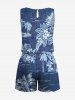 Matching Hawaii Shirt and Romper Plus Size Beach Outfit Coconut Tree Hibiscus Flowers Leaf Printed for Couples -  