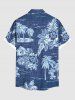 Matching Hawaii Shirt and Romper Plus Size Beach Outfit Coconut Tree Hibiscus Flowers Leaf Printed for Couples -  
