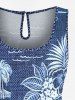 Matching Hawaii Shirt and Romper Plus Size Beach Outfit Coconut Tree Hibiscus Flowers Leaf Printed for Couples -  