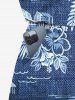 Matching Hawaii Shirt and Romper Plus Size Beach Outfit Coconut Tree Hibiscus Flowers Leaf Printed for Couples -  