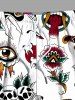 Plus Size Skull Flower Eye Snake Print Hawaii Drawstring Pocket Beach Shorts For Men -  