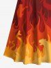 Robe longue trapèze croisée à épaules dénudées et imprimé flammes ombré grande taille - Rouge L