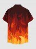 Plus Size Ombre Fire Flame Print Button Pocket Shirt For Men -  
