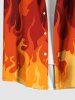 Plus Size Ombre Fire Flame Print Button Pocket Shirt For Men -  