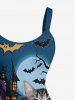 Plus Size Halloween Pumpkin Cat Pirate Bat Moon Print Tank Dress -  