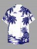 Chemise hawaïenne grande taille à imprimé cocotier, ananas et nuages, avec poches et boutons, pour homme - Blanc L