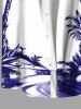 Plus Size Coconut Tree Pineapple Cloud Print Buttons Pocket Hawaii Shirt For Men -  