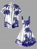 Robe débardeur hawaïenne grande taille à imprimé cocotier, ananas et nuages - Blanc 1X