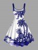 Plus Size Coconut Tree Pineapple Cloud Print Hawaii Tank Dress -  