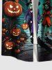 Chemise grande taille à boutons et poches pour homme, motif citrouille, crâne, fantôme, lune, chauve-souris, Halloween - Noir S